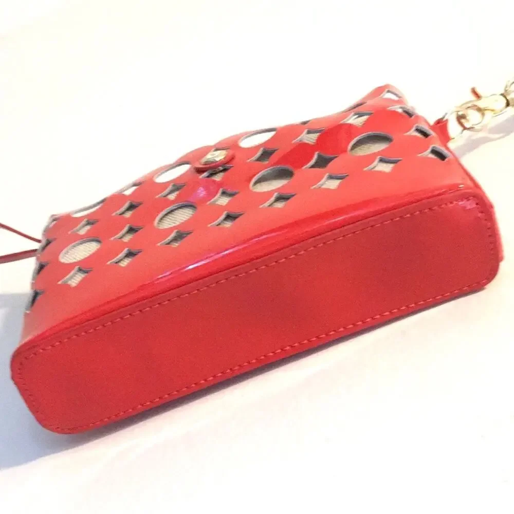 Spartina 449 wristlet canvas & red patent leather